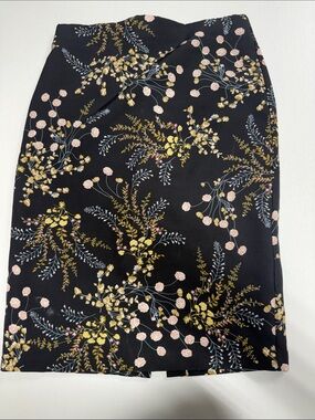 Philosophy Black Pencil Skirt with Pink and Gold Floral Print